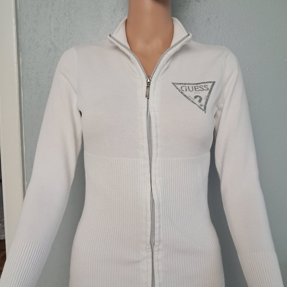 Guess White Zip-Up Sweater - Picture 7 of 10